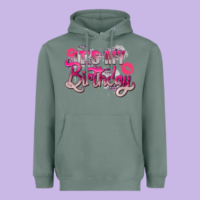 Pink It's My Birthday Heavyweight Hoodie Designed By Zillion Design Studio