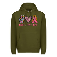 Army Green peace love cure Premium Hoodie - JahusDesignShop