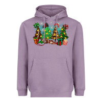 Lavender christmas trees with football Heavyweight Hoodie - Zillion Design Studio