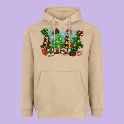 Christmas Trees With Football Heavyweight Hoodie Designed By Zillion Design Studio