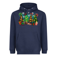 Navy christmas trees with football Heavyweight Hoodie - Zillion Design Studio