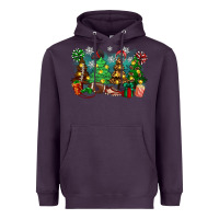 Plum christmas trees with football Heavyweight Hoodie - Zillion Design Studio