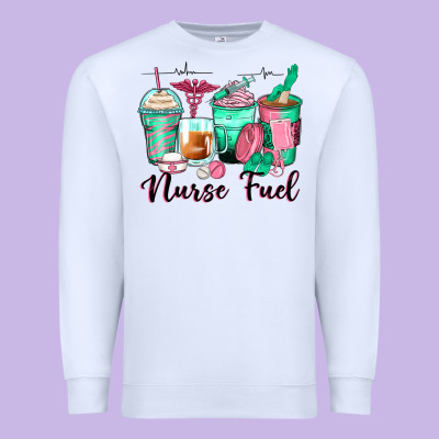 Nurse Fuel Coffee Cups Premium Sweatshirt Designed By Zillion Design Studio