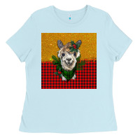 Baby Blue christmas alpacas Ladies Tee - BarkalooDesign