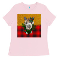 Bubblegum Pink christmas alpacas Ladies Tee - BarkalooDesign