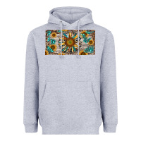 Heather Grey western sunflower and gemstone license plate Heavyweight Hoodie - RanaPortraitStore