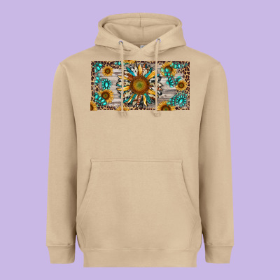 Heavyweight Hoodie western sunflower and gemstone license plate