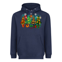Navy christmas trees with basketball Heavyweight Hoodie - Zillion Design Studio