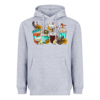 Heather Grey chicken coffee cups Heavyweight Hoodie - texasbilliewilder