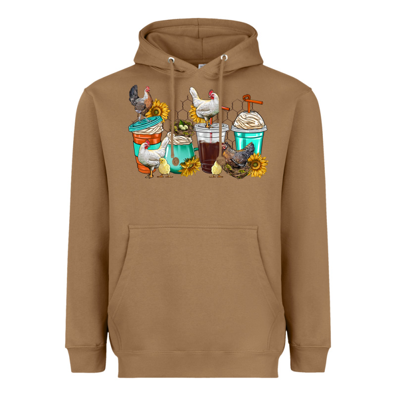 Chicken Coffee Cups Heavyweight Hoodie by texasbilliewilder | Teevron