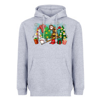Heather Grey christmas trees with baseball Heavyweight Hoodie - Zillion Design Studio