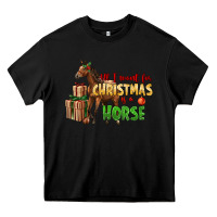 Black All I Want For Christmas Is A Horse Heavy Core Tee - LillyAllenDesigns