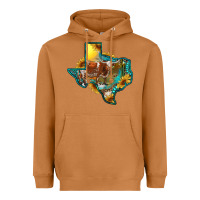 Meerkat Western Texas Map With Longhorn Bull Heavyweight Hoodie - RanaPortraitStore