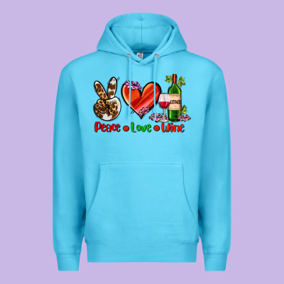 Peace Love Wine Premium Hoodie Designed By Adodesignshop