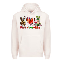 Pale Pink peace love wine Premium Hoodie - AdoDesignShop