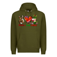 Army Green peace love wine Premium Hoodie - AdoDesignShop
