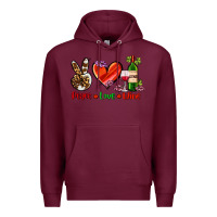 Burgundy peace love wine Premium Hoodie - AdoDesignShop