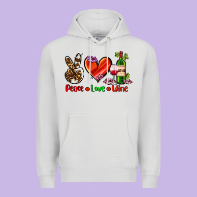 Peace Love Wine Premium Hoodie Designed By Adodesignshop