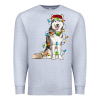 Heather Grey husky with christmas lights Premium Sweatshirt - RanaPortraitStore