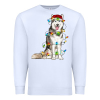 White husky with christmas lights Premium Sweatshirt - RanaPortraitStore