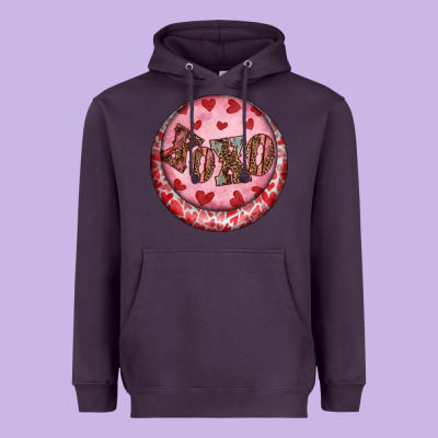 Heavyweight Hoodie Western valentine's day xoxo round earrings
