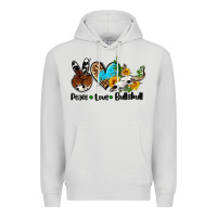 Dove Grey peace love  bullskull Premium Hoodie - AdoDesignShop