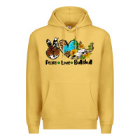 Antique Gold peace love  bullskull Premium Hoodie - AdoDesignShop