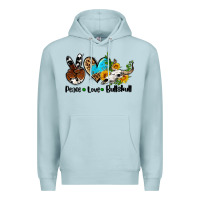 Blue Mist peace love  bullskull Premium Hoodie - AdoDesignShop
