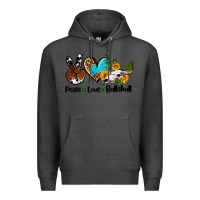 Charcoal Heather peace love  bullskull Premium Hoodie - AdoDesignShop