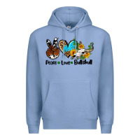 Colony Blue peace love  bullskull Premium Hoodie - AdoDesignShop