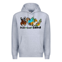 Heather Grey peace love  bullskull Premium Hoodie - AdoDesignShop