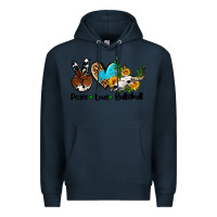 Navy peace love  bullskull Premium Hoodie - AdoDesignShop