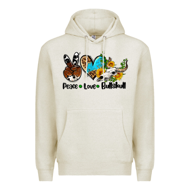 Peace Love  Bullskull Premium Hoodie by AdoDesignShop | Teevron