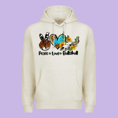 Peace Love  Bullskull Premium Hoodie Designed By Adodesignshop