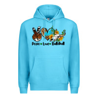 Ocean Blue peace love  bullskull Premium Hoodie - AdoDesignShop