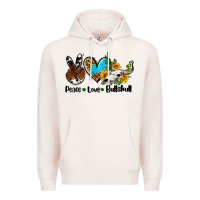 Pale Pink peace love  bullskull Premium Hoodie - AdoDesignShop