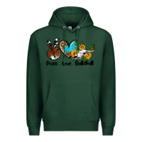 Sports Green peace love  bullskull Premium Hoodie - AdoDesignShop