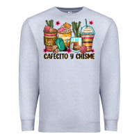 Heather Grey cafecito y chisme coffee cups Premium Sweatshirt - Zillion Design Studio
