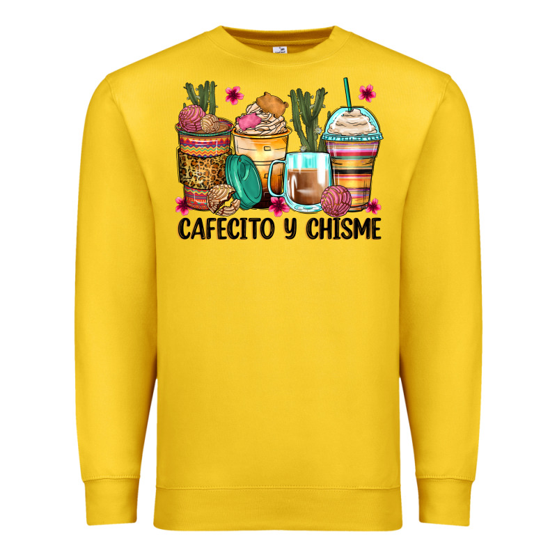 Cafecito Y Chisme Coffee Cups Premium Sweatshirt by Zillion Design Studio | Teevron