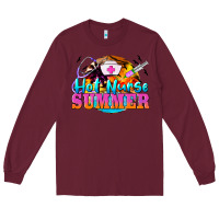 Burgundy hot nurse summer Long Sleeve Tee - BarkalooDesign