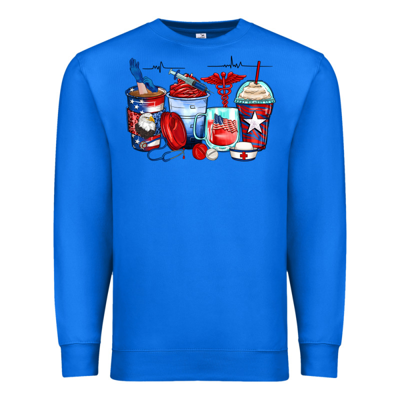 American Nurse Coffee Cups Premium Sweatshirt by Zillion Design Studio | Teevron