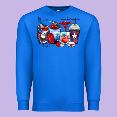 American Nurse Coffee Cups Premium Sweatshirt Designed By Zillion Design Studio