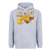 Heather Grey coffee cups bumble bee Heavyweight Hoodie - texasbilliewilder