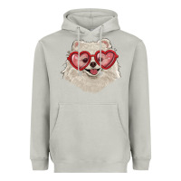 Moon Dust white pomeranian with love glasses Heavyweight Hoodie - RanaPortraitStore
