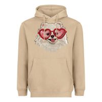 Mushroom white pomeranian with love glasses Heavyweight Hoodie - RanaPortraitStore