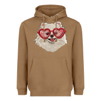 Toasted Coconut white pomeranian with love glasses Heavyweight Hoodie - RanaPortraitStore