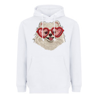 White white pomeranian with love glasses Heavyweight Hoodie - RanaPortraitStore