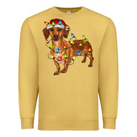Antique Gold dachshund with christmas lights Premium Sweatshirt - RanaPortraitStore