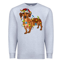 Heather Grey dachshund with christmas lights Premium Sweatshirt - RanaPortraitStore