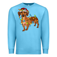 Ocean Blue dachshund with christmas lights Premium Sweatshirt - RanaPortraitStore